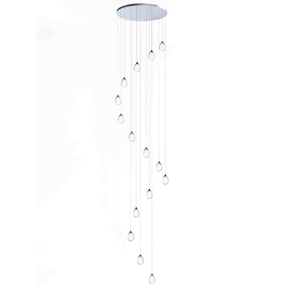 DEWDROP Chandelier Chrome DEL INTÉGRÉ - E21569-18PC | MAXIM/ET2