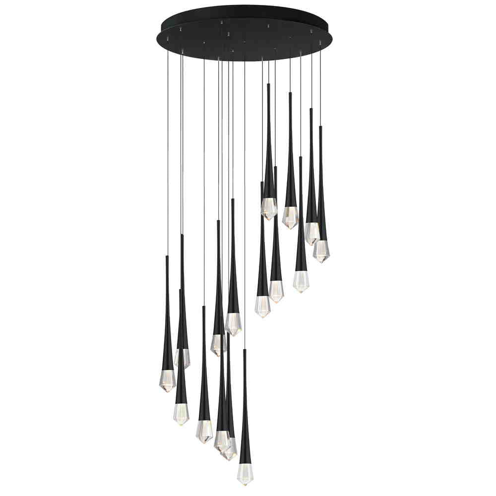 PIERCE Chandelier Noir DEL INTÉGRÉ - E24230-122BK | MAXIM/ET2