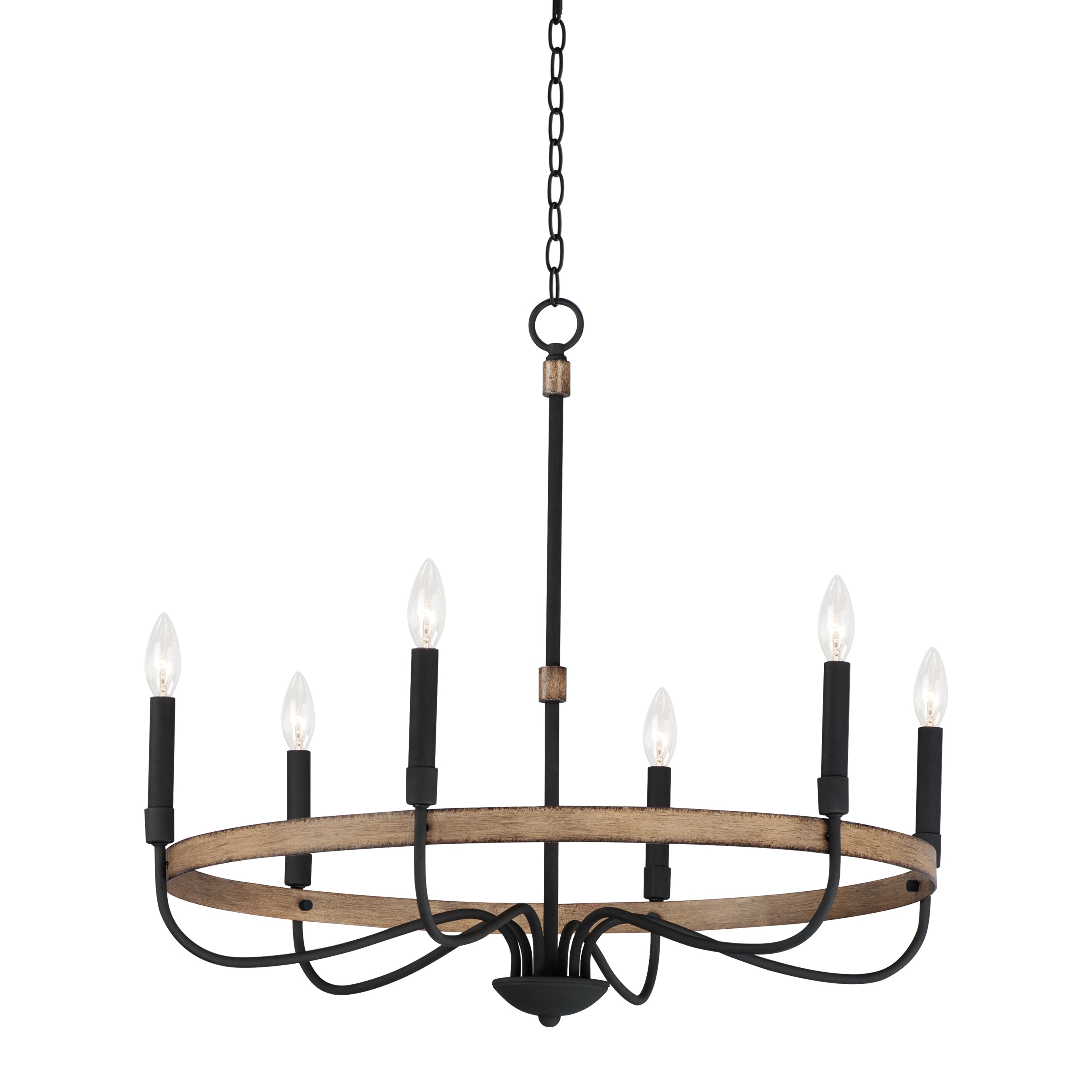 FRANKLIN Chandelier Bois, Noir - 14446DWBK | MAXIM/ET2