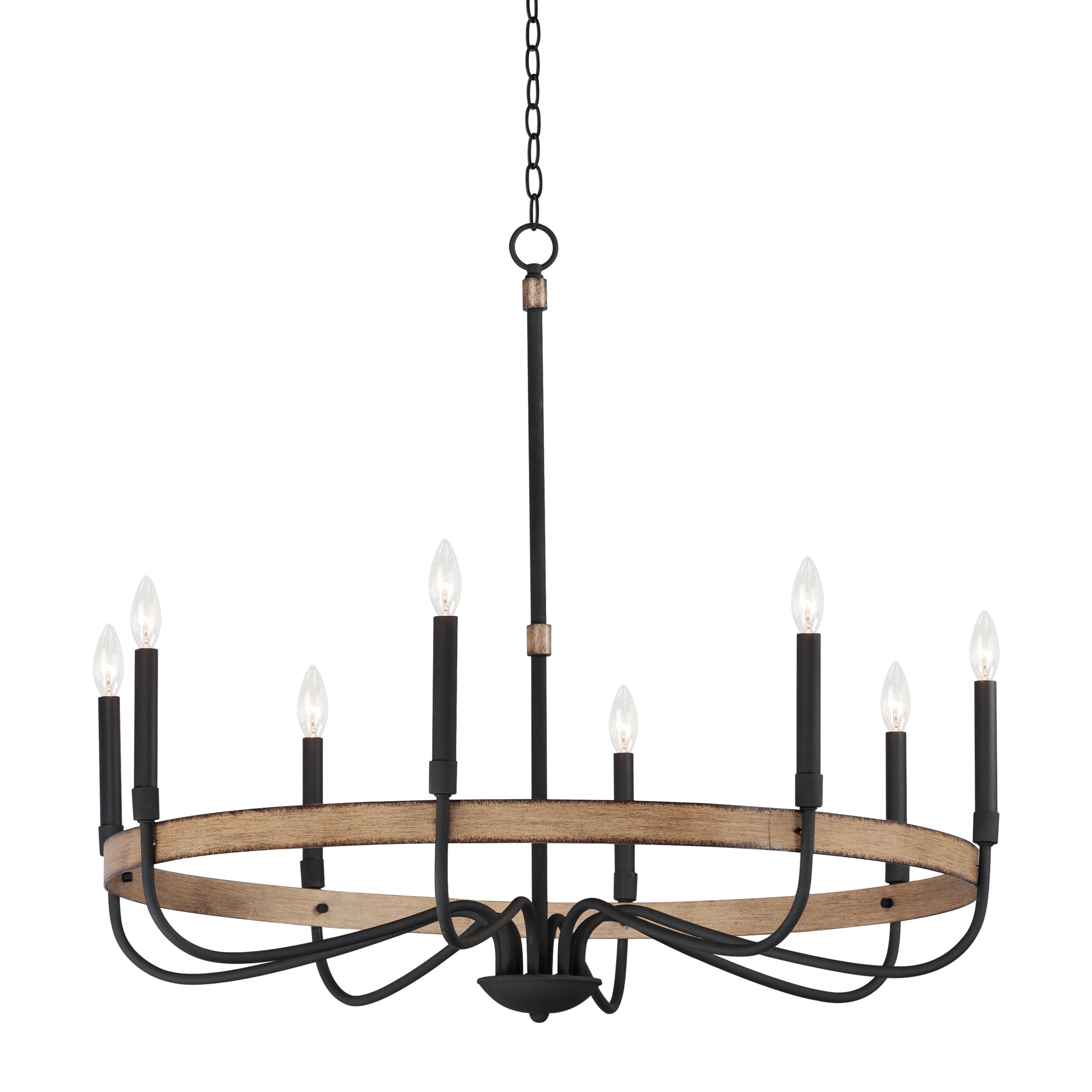 FRANKLIN Chandelier Bois, Noir - 14448DWBK | MAXIM/ET2