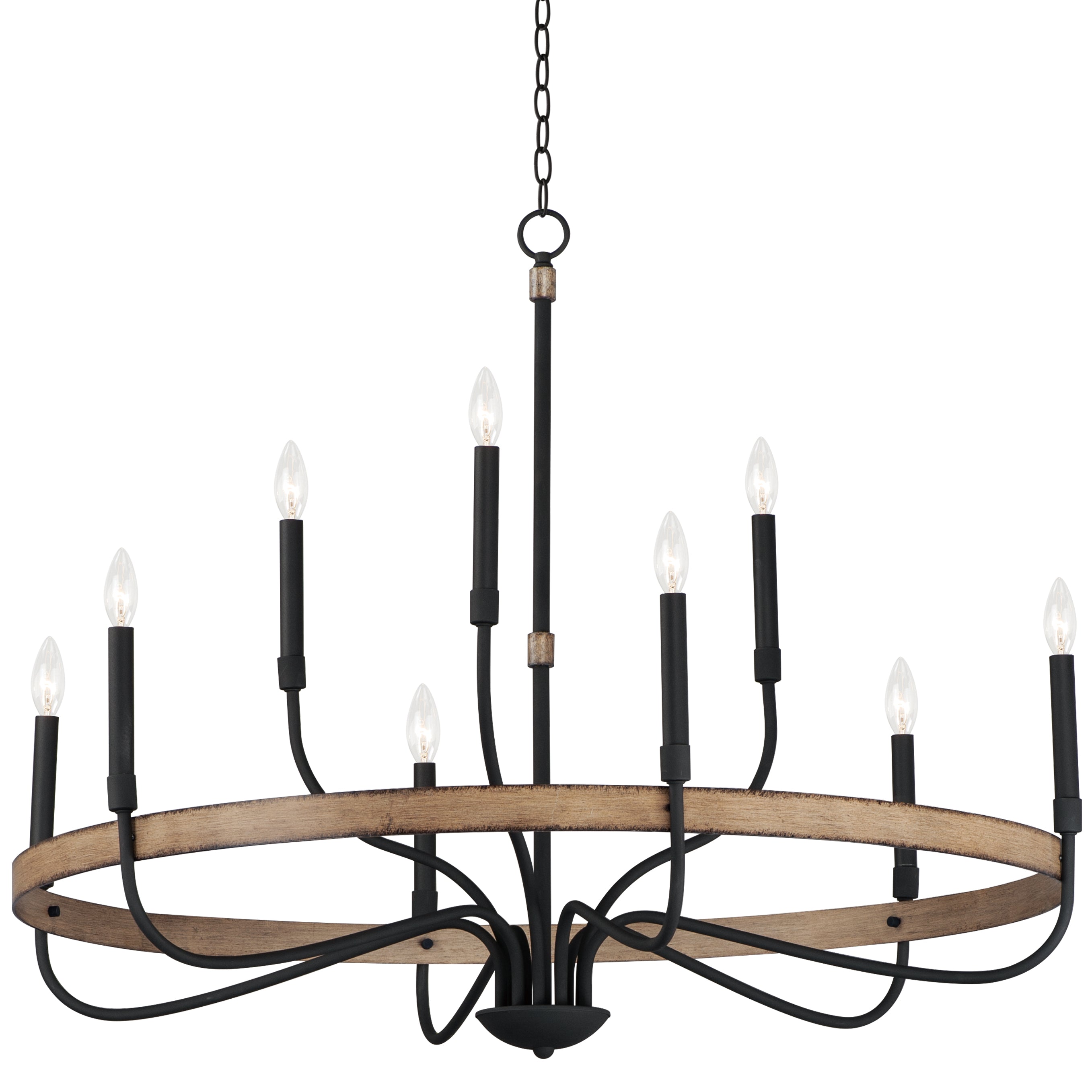 FRANKLIN Chandelier Bois, Noir - 14449DWBK | MAXIM/ET2