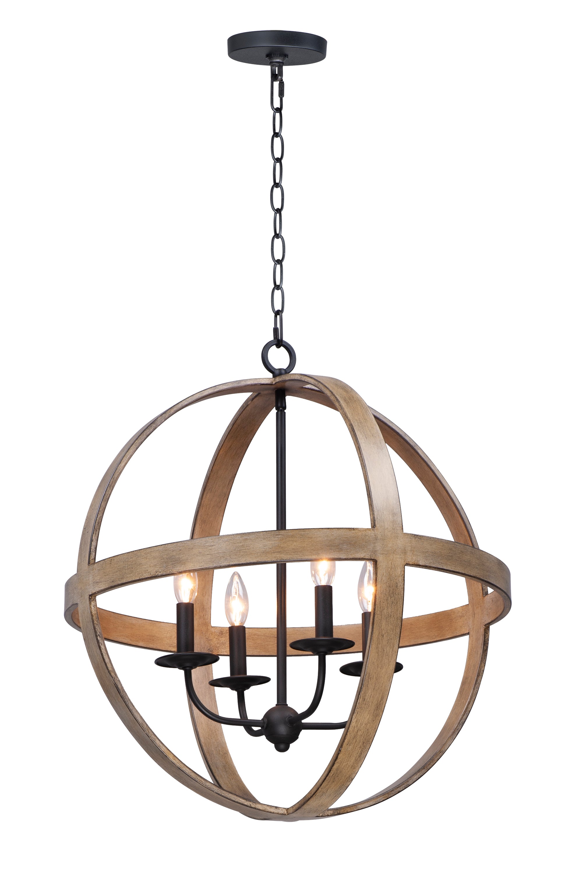 COMPASS Chandelier Bois, Noir - 27574BWBK | MAXIM/ET2