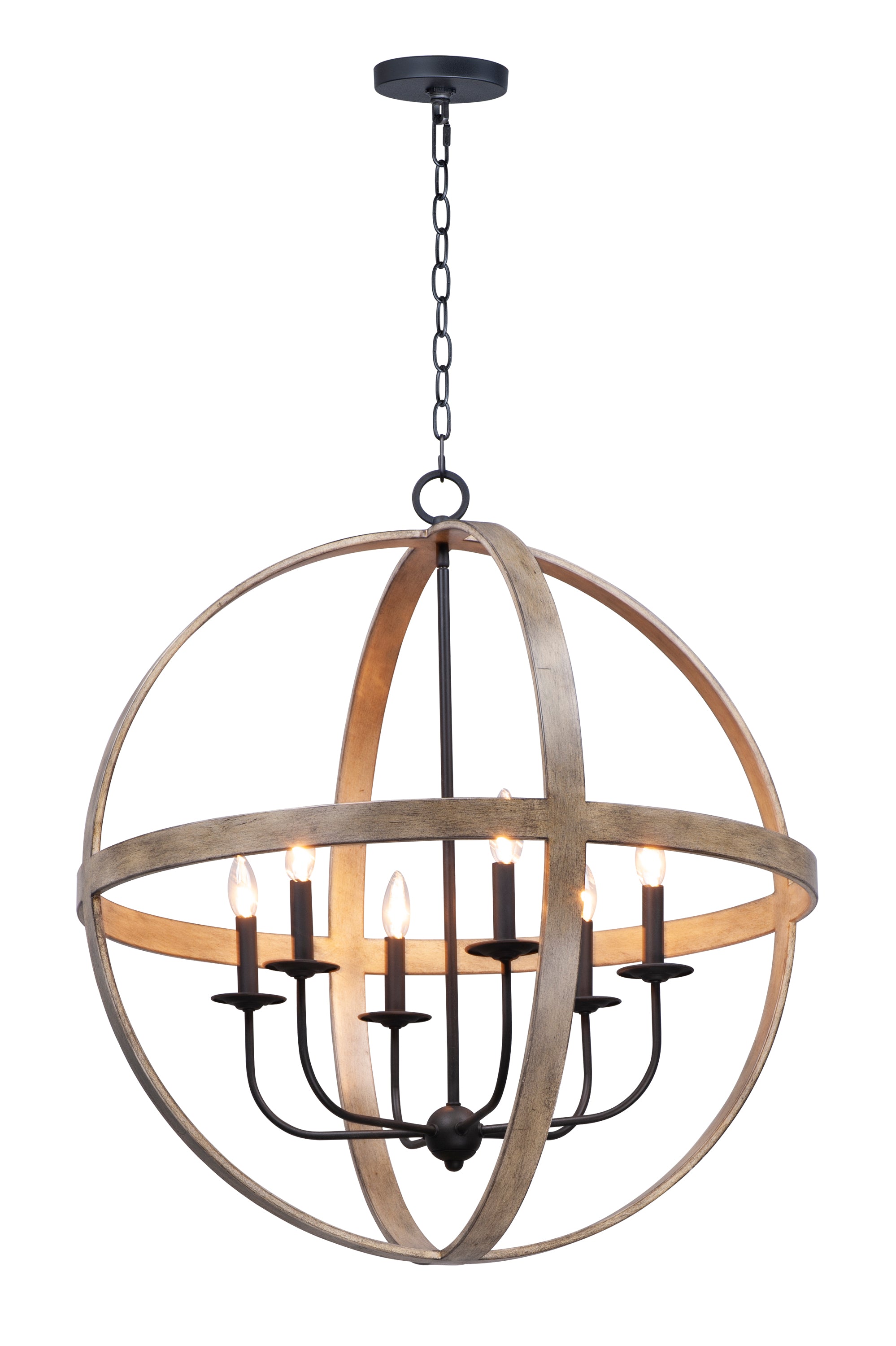 COMPASS Chandelier Bois, Noir - 27576BWBK | MAXIM/ET2