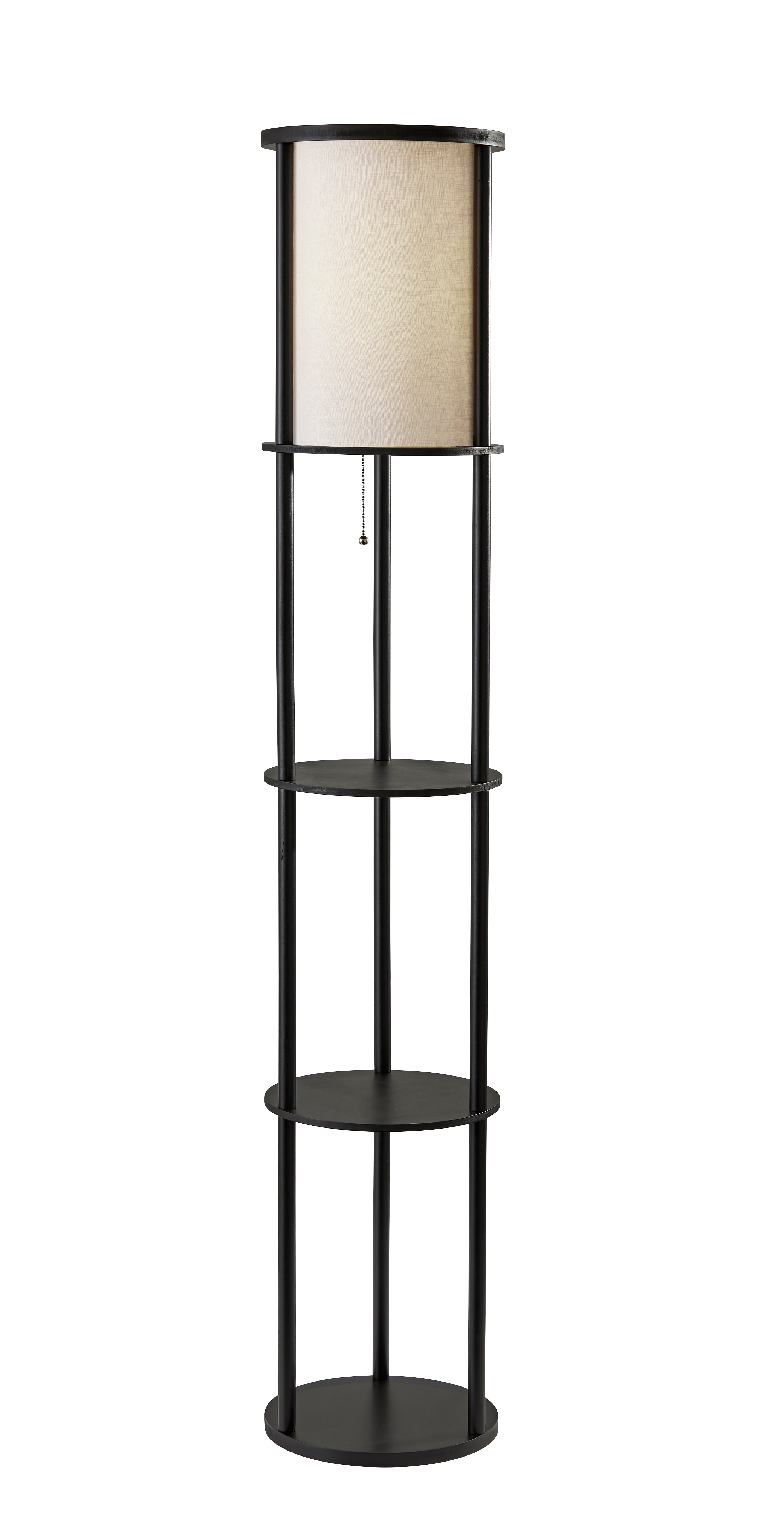 STEWART Lampe sur pied Noir, Bois - 3117-01 | ADESSO