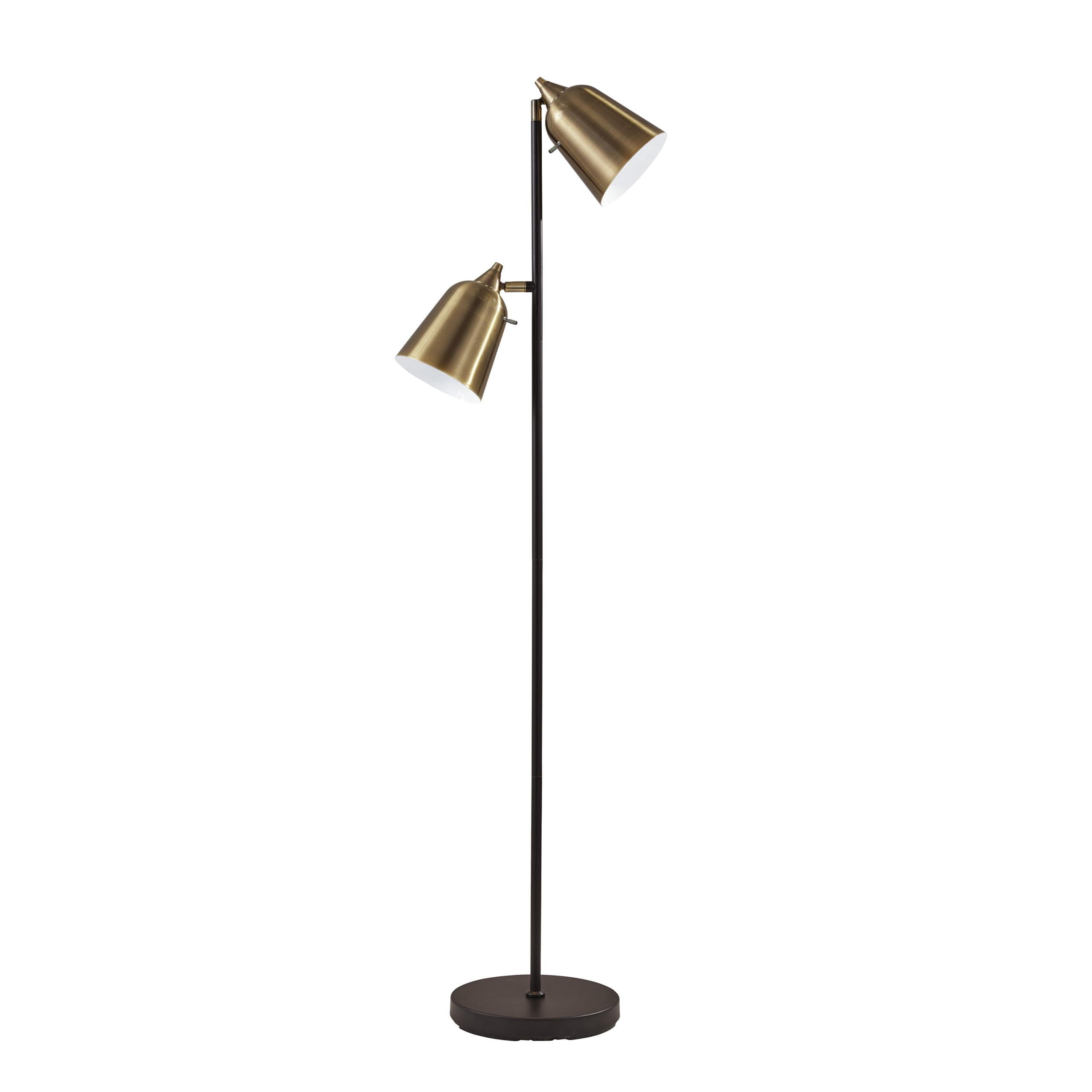 MALCOLM Lampe sur pied Noir, Or - 3237-01 | ADESSO