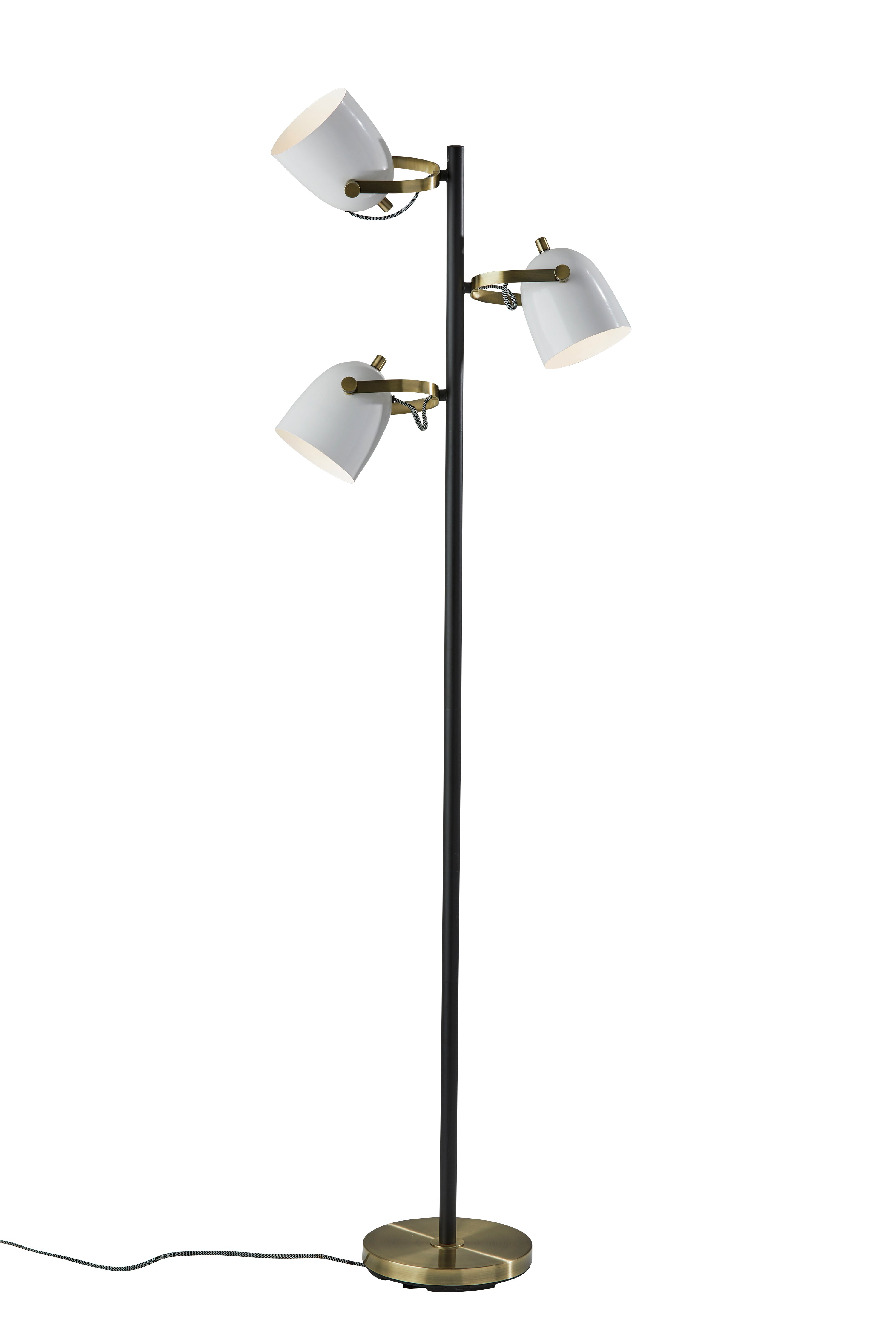 KONA Lampe sur pied Noir, Blanc, Or - 3496-21 | ADESSO