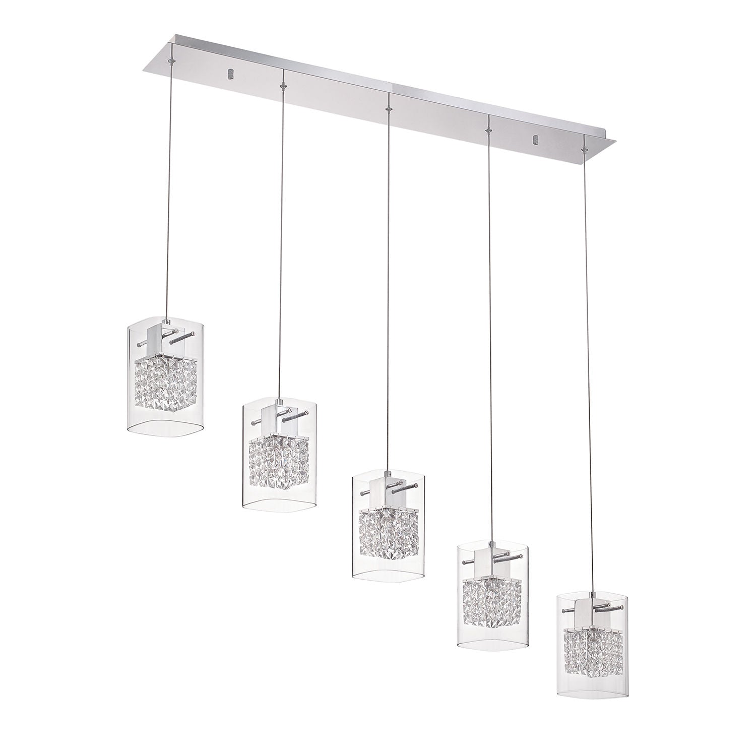 POLITAN Suspension Chrome, Cristal DEL INTÉGRÉ - PF63-5LBR-CH | KENDAL